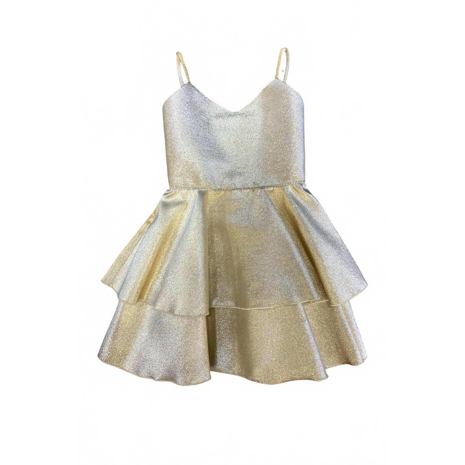 New Dolls & Divas Couture Girls' Platinum Shimmer Tinsley Dress In Silver